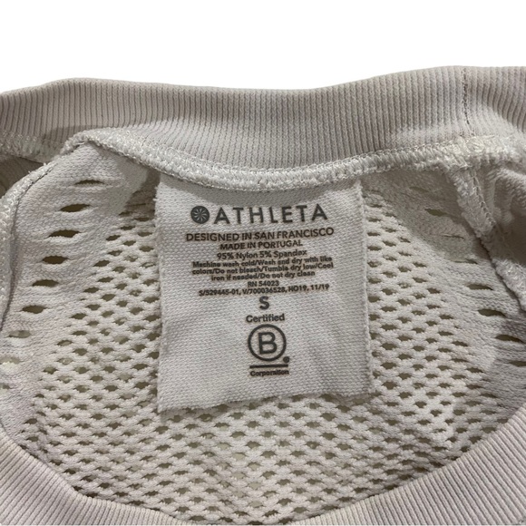Athleta Oxygen Women Seamless Long Sleeve Mesh Cut Out Shirt Sz Sm Ivory - Picture 9 of 12